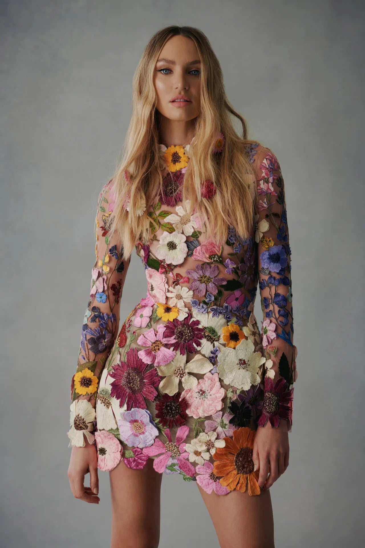 Blumen langarm Kleid