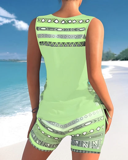 Bienna™ - Geometrischer Druck Tankini Set