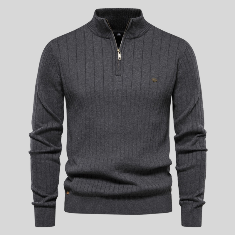 Alvis | Muscle Fit Lässig gerippter Pullover