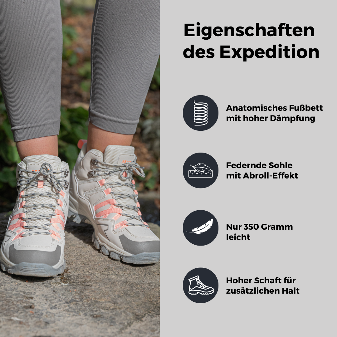 Swissvendo® Expedition - leichte orthopädische Outdoor- & Wanderstiefel mit dämpfender Sohle