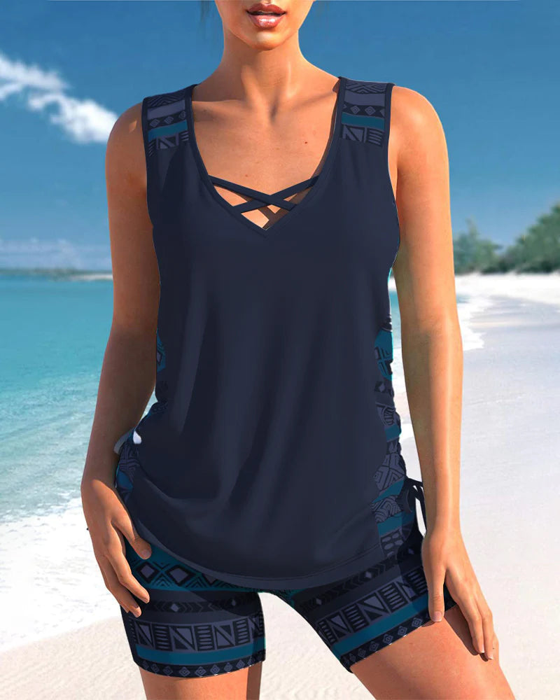 Bienna™ - Geometrischer Druck Tankini Set