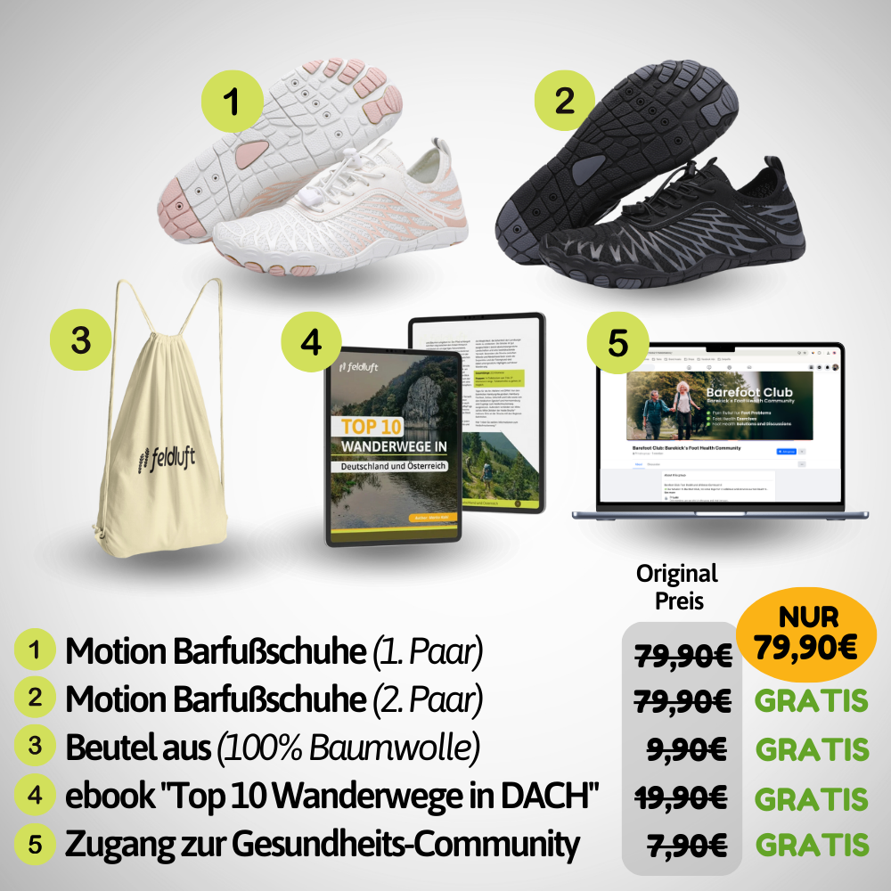 Feldluft Motion - Gesunde & rutschfeste Alltags-Barfußschuhe (1+1 GRATIS)