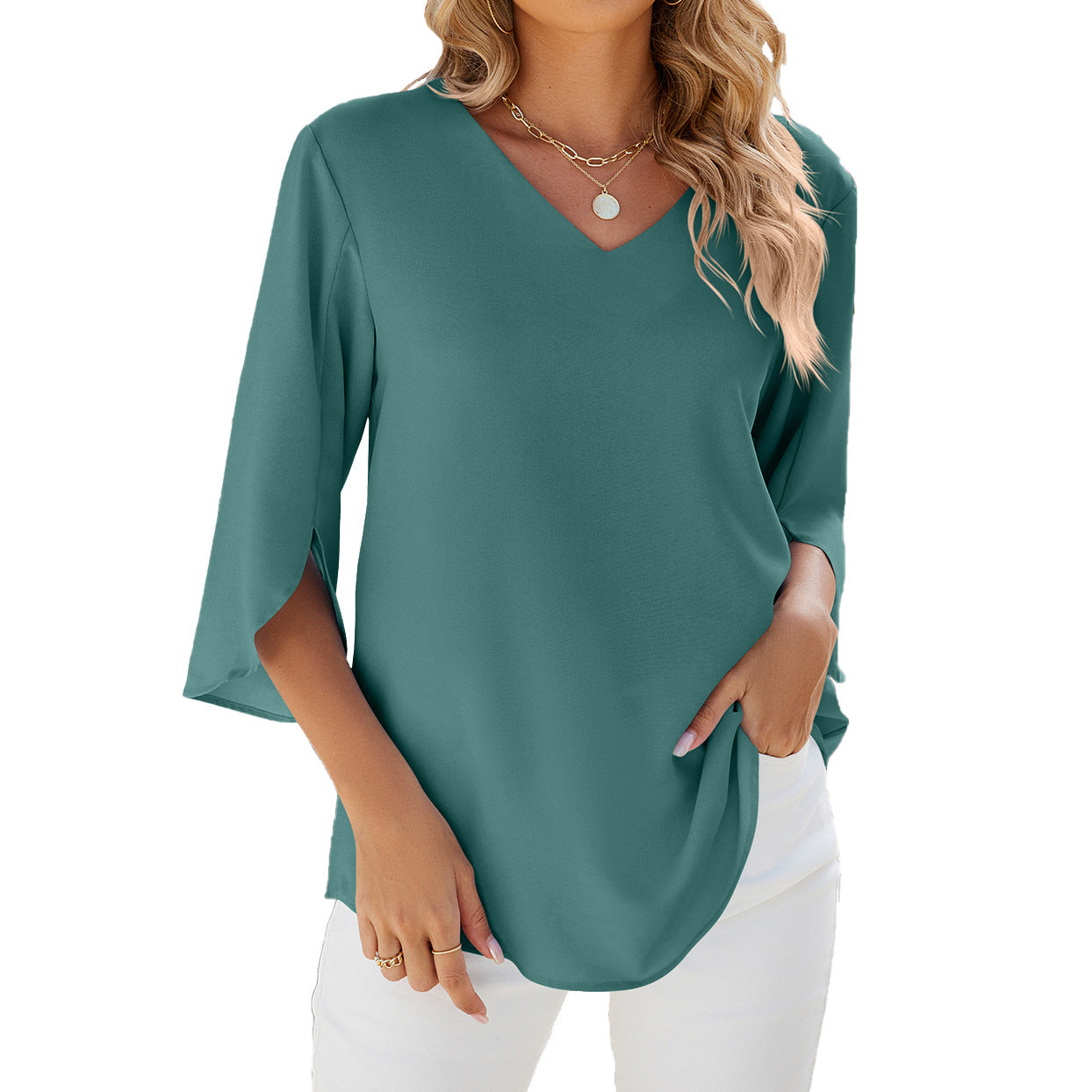 GERALDINE V-AUSSCHNITT BLUSE