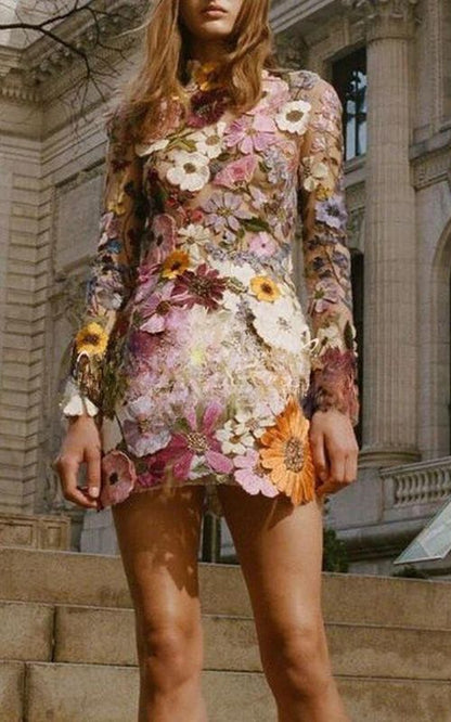 Blumen langarm Kleid