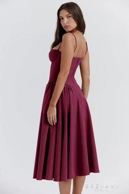 RUBY - ÄRMELLOSES CORSETT MIDI KLEID