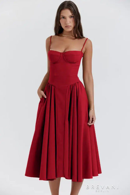 RUBY - ÄRMELLOSES CORSETT MIDI KLEID