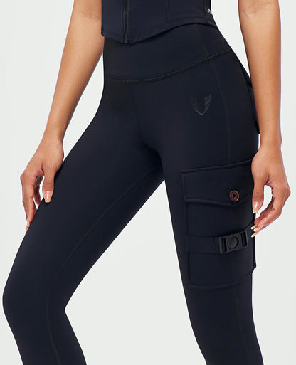 Cargo Fitness Leggings – Schwarz