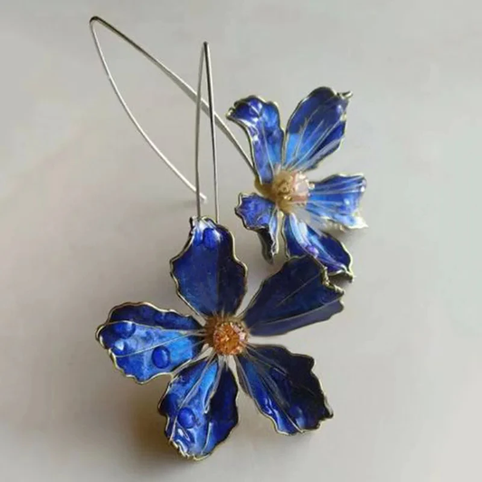 Blaue Blumen-Ohrringe Vintage